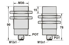 全金屬接近傳感器M30系列接插件尺寸圖