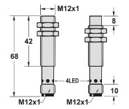 電感式接近傳感器M12系列接插件黃銅鍍鎳尺寸圖