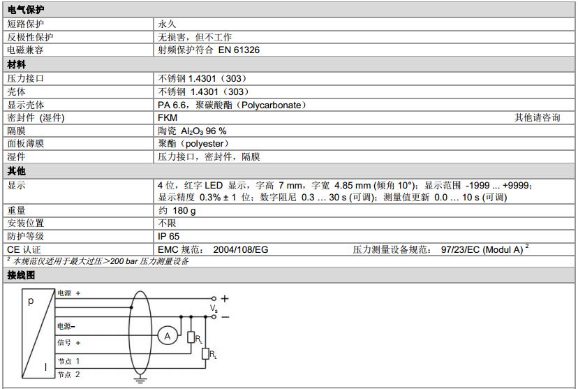 壓力開(kāi)關(guān)DS230系列參數(shù)